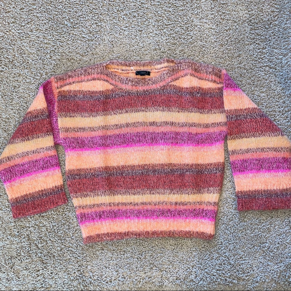 J Crew Wide-Sleeve Alpaca-Blend Sweater in Ombré Stripe Size Medium